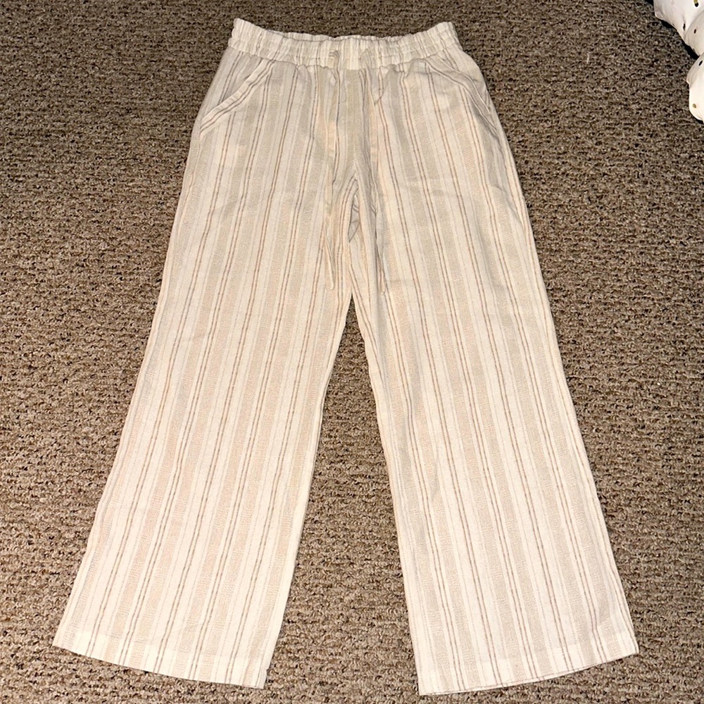 ✨NWT!✨ SIENNA SKY WHITE AND TAN STRIPED LINEN PANTS SIZE XL
